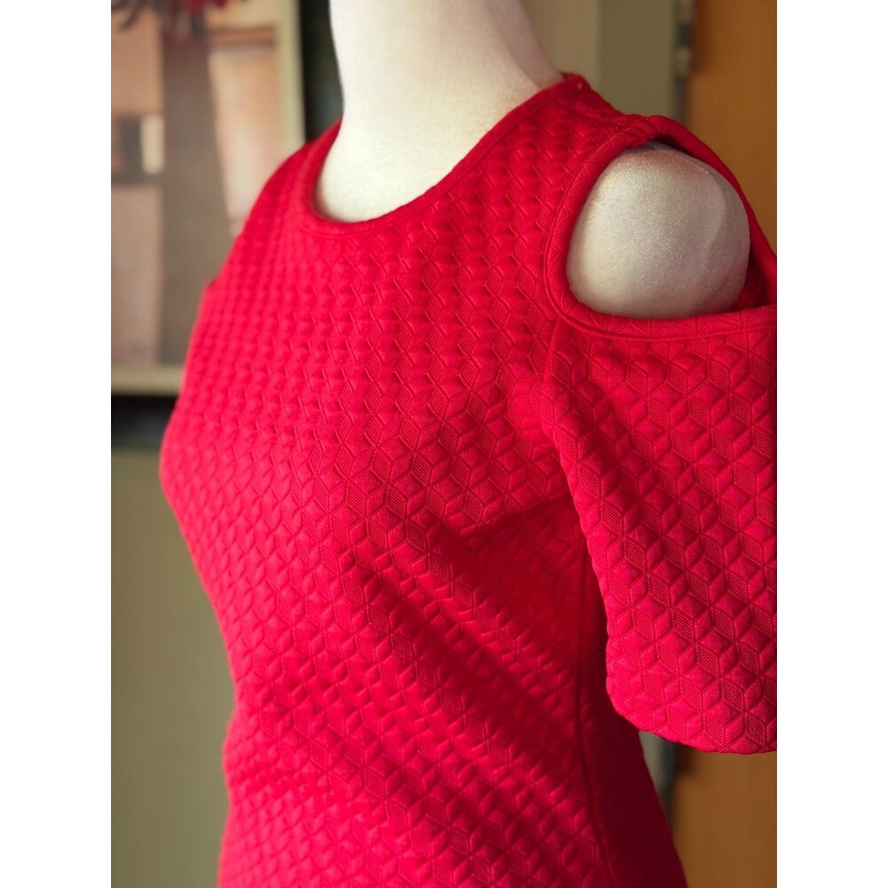 MICHAEL Michael Kors Cold Shoulder Jacquard Dress Red Textured Size XS NWT